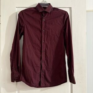 H&M Men's Cotton Button-Up Shirt in Wine